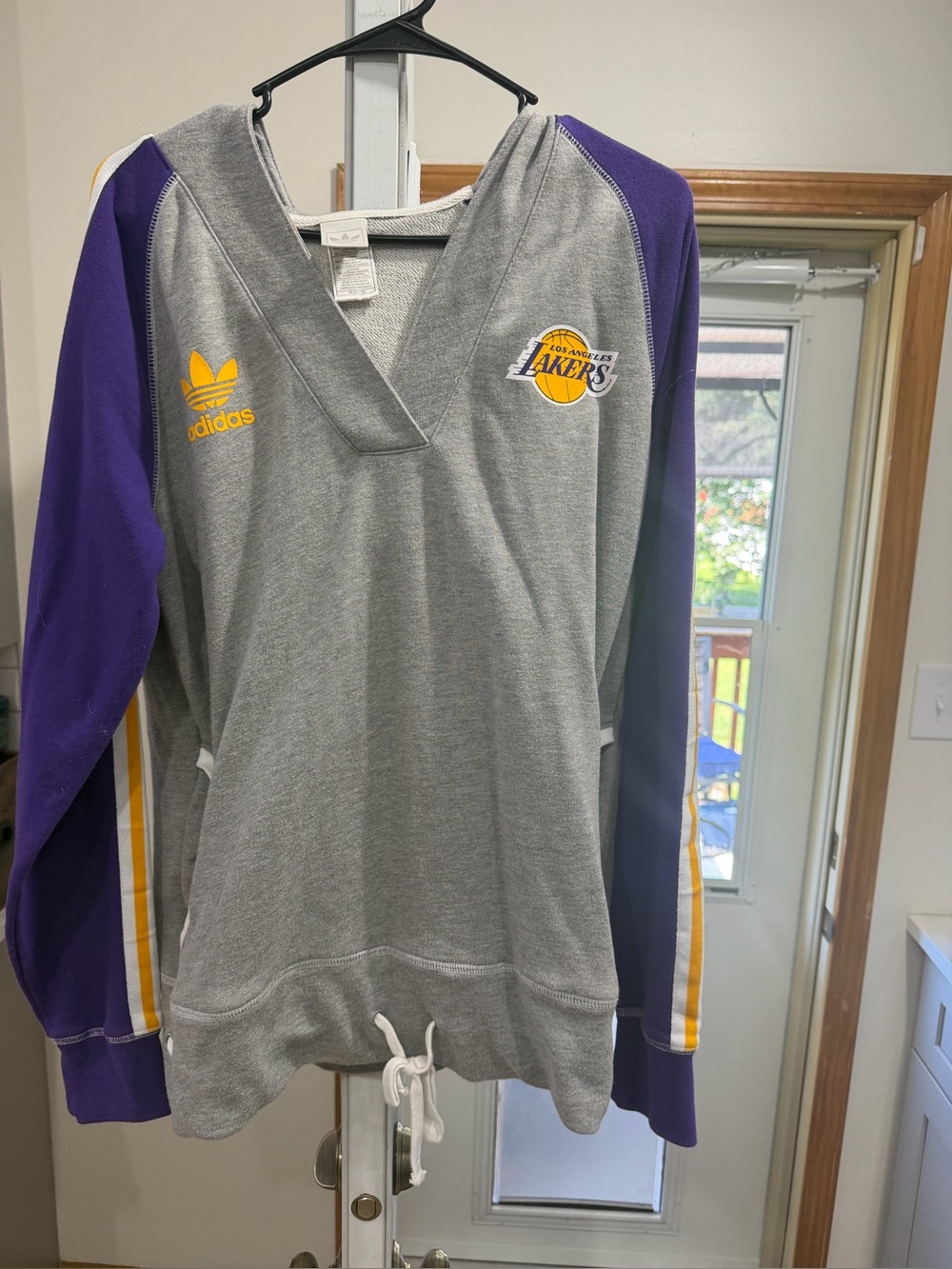 adidas Los Angeles Lakers Grey, Purple & Yellow V-Neck Sweatshirt
